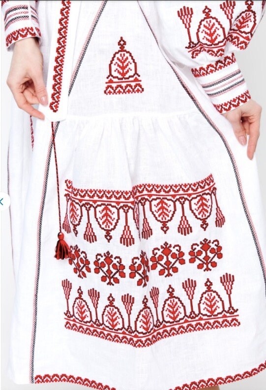 2025New! Linen Embroidered Dress with Embroidery Ukrainian Vyshyvanka Dress Mexican Dress Kaftan Abaya, Caftan Boho style Vita Kin Christmas