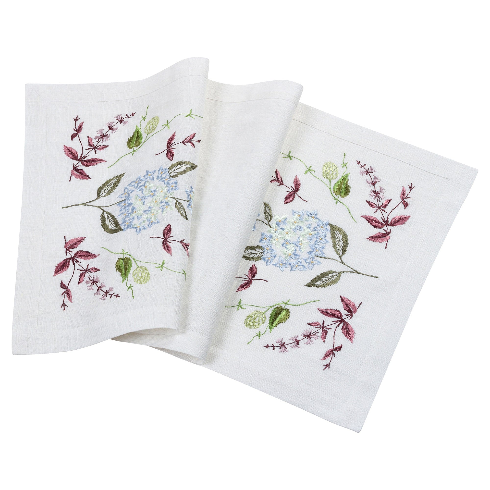 Hydrangea Embroidered Linen Tablecloth 90x40 CM - Ukrainian Design