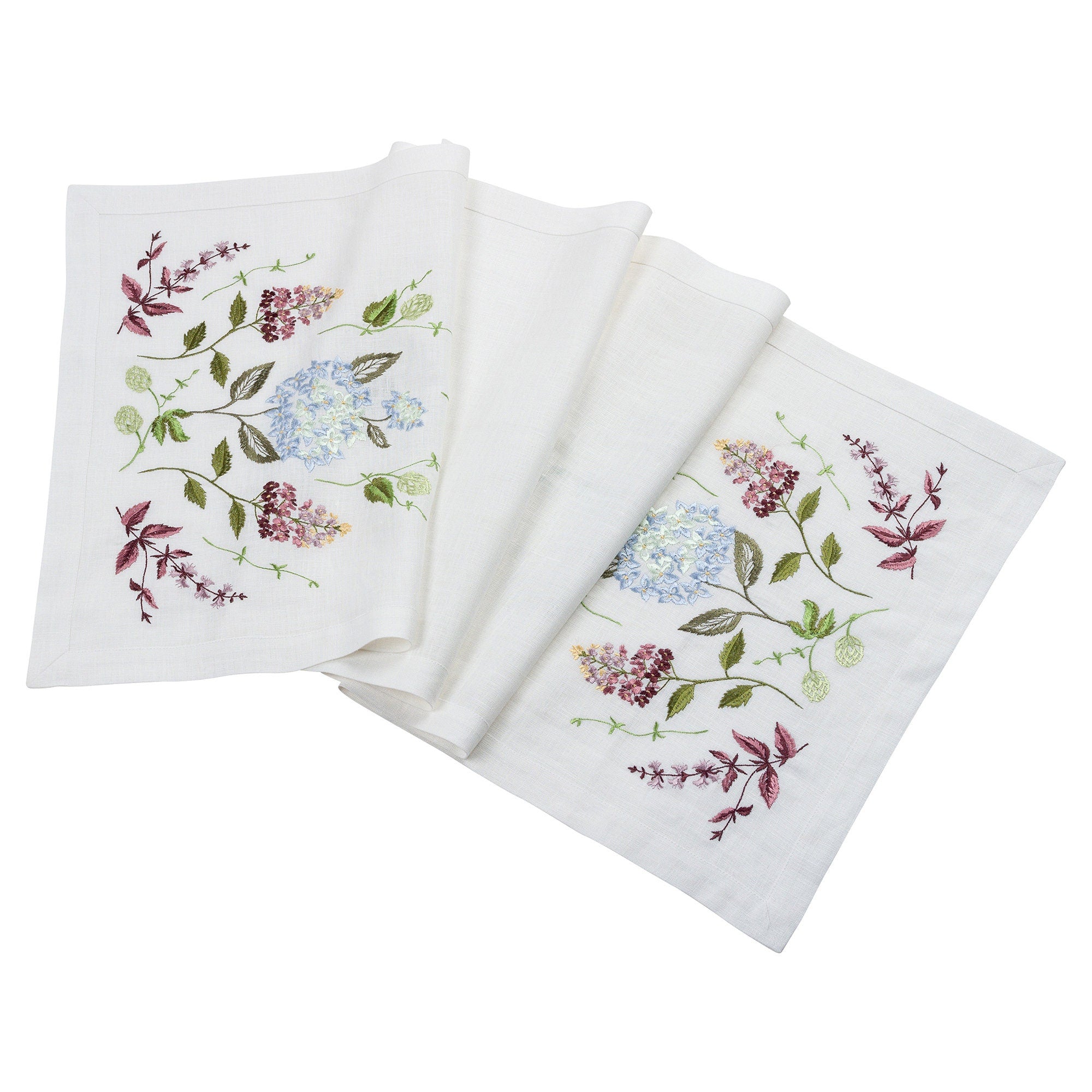 "Hydrangea Linen Embroidered Tablecloth 136x40 cm - Ukrainian Design"