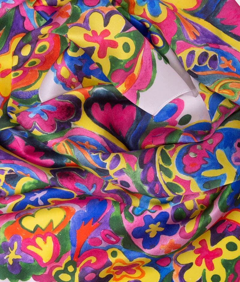 Bohemian 100% Silk Shawl - Hand-Painted Ethnic Collection Scarf