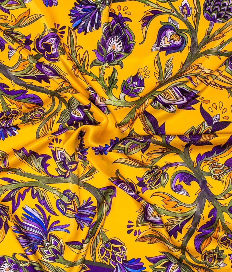 Bohemian 100% Silk Shawl - Artichoke Collection, Hand-Painted