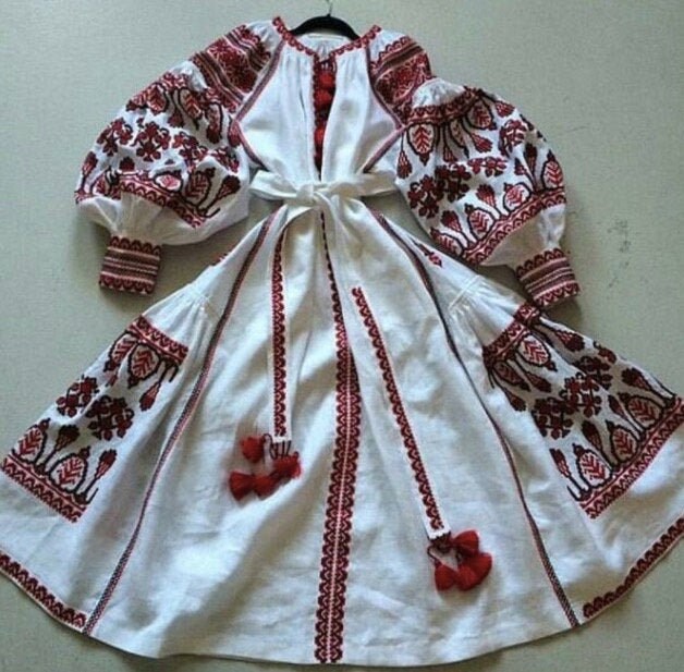 2025New! Linen Embroidered Dress with Embroidery Ukrainian Vyshyvanka Dress Mexican Dress Kaftan Abaya, Caftan Boho style Vita Kin Christmas