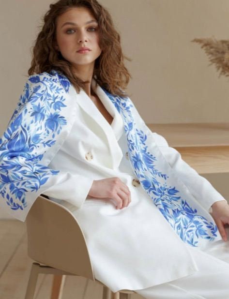 Bohemian 100% Silk Shawl "Heavenly Flowers" - Hand-Painted Scarf from Dreams Collection