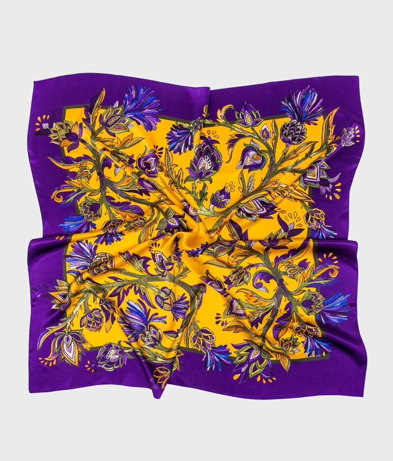 Bohemian 100% Silk Shawl - Artichoke Collection, Hand-Painted