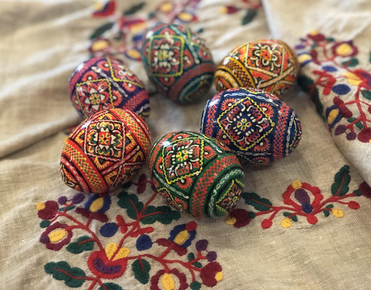 Set of 6 Handcrafted Ukrainian Easter Pysanky Eggs - Traditional Decor & Folk Art
