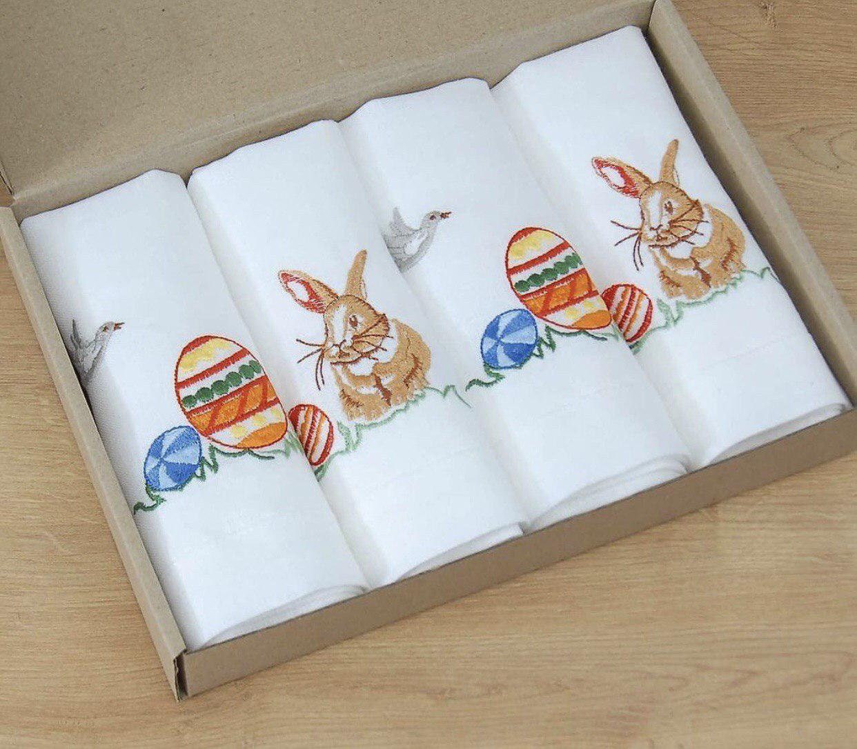 "Easter Embroidered Napkins Set 40x40 cm - Ukrainian Tablecloth"