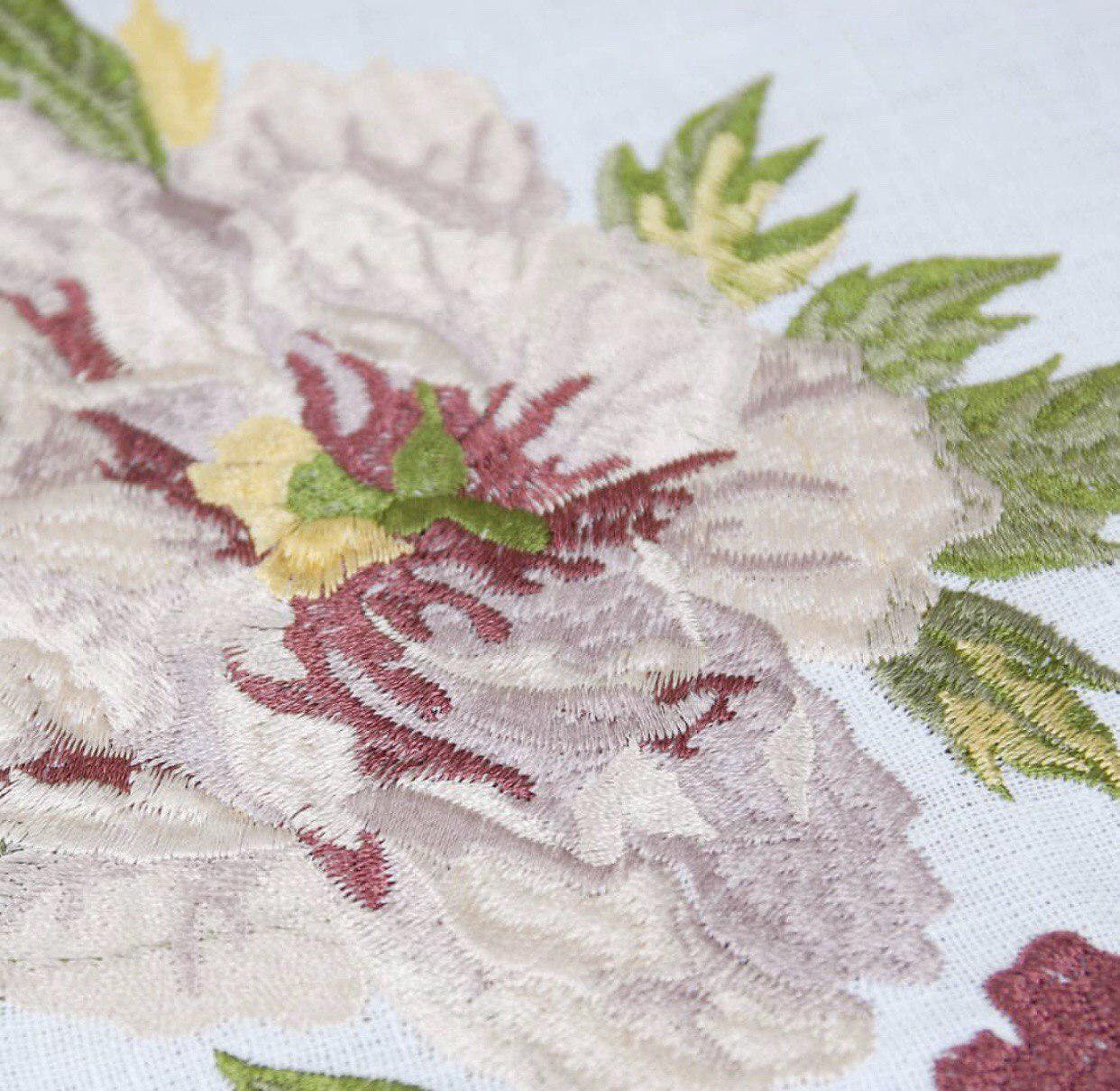 Embroidered Linen Tablecloth 64x64 CM with Peony Design - Ukrainian Craftsmanship