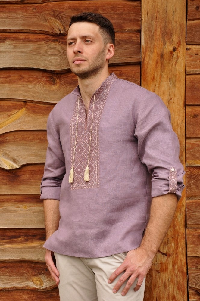 Ukrainian Vyshyvanka Modern Men's Embroidered Shirt for Easter