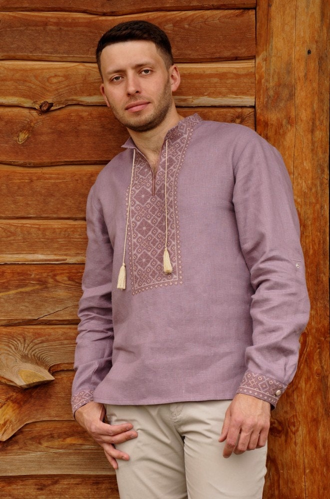 Pink Romantic Family Look Embroidered Wedding Set: Men's Shirt & Women's Dress