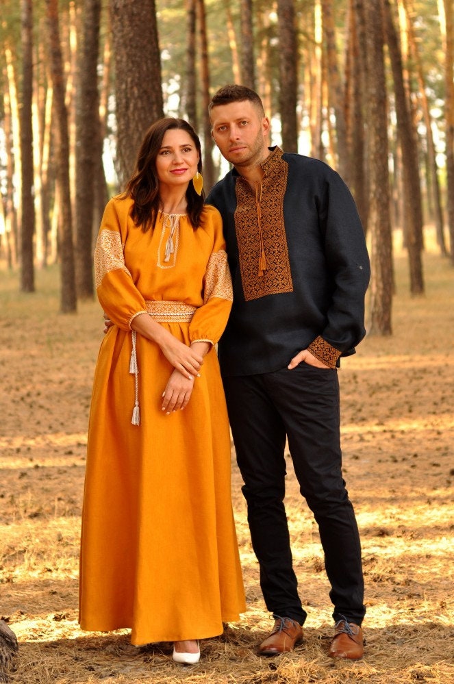 Men's Ukrainian Vyshyvanka Linen Embroidered Shirt for Easter