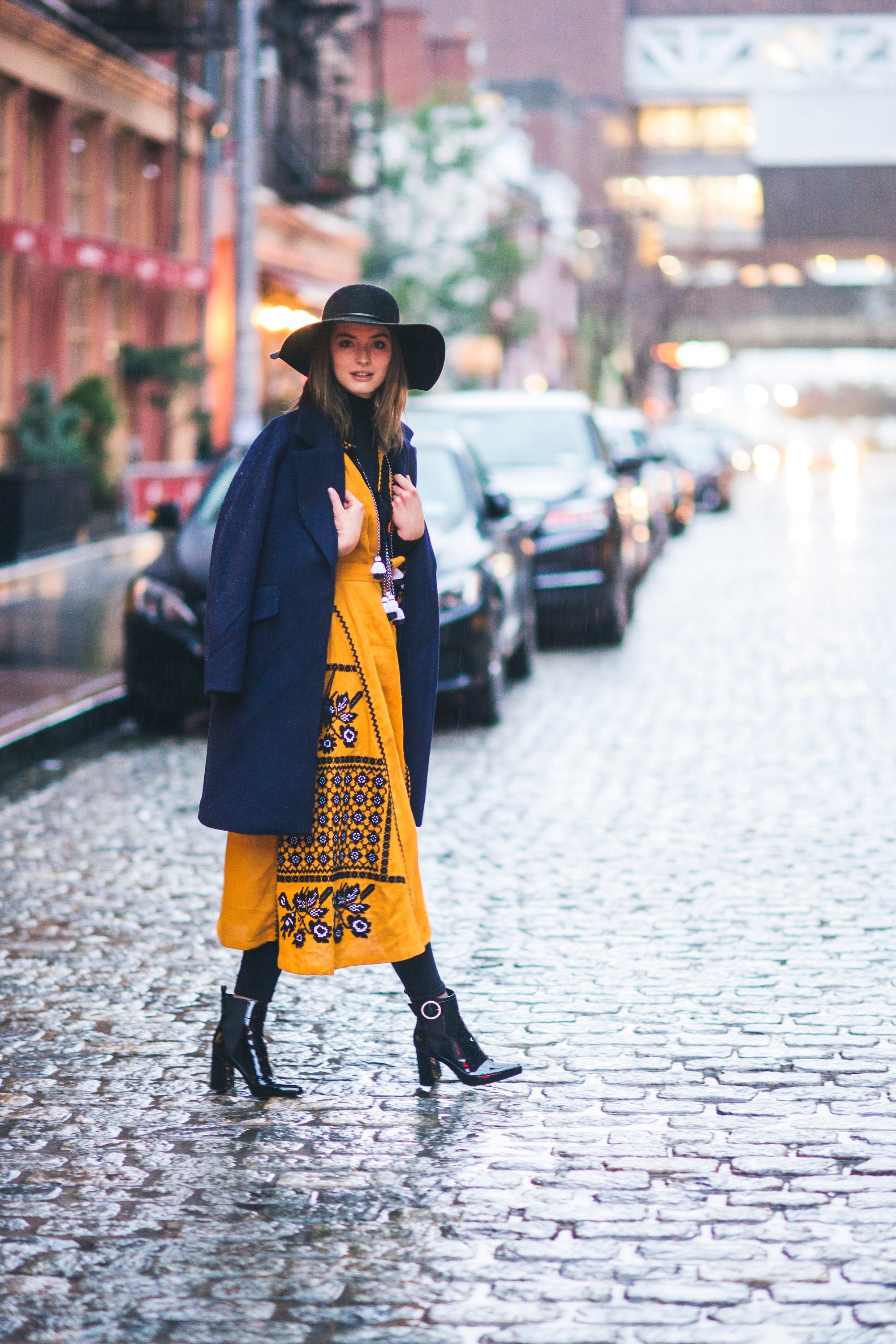 Yellow Ukrainian Embroidered Linen Dress - Ethnic Vyshyvanka Boho Style