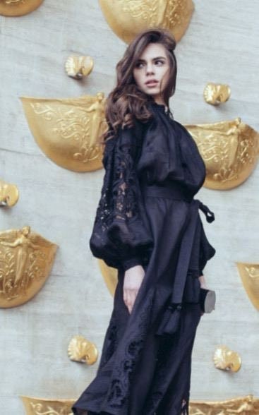 Ukrainian Embroidered Vyshyvanka Black Dress - Boho Style