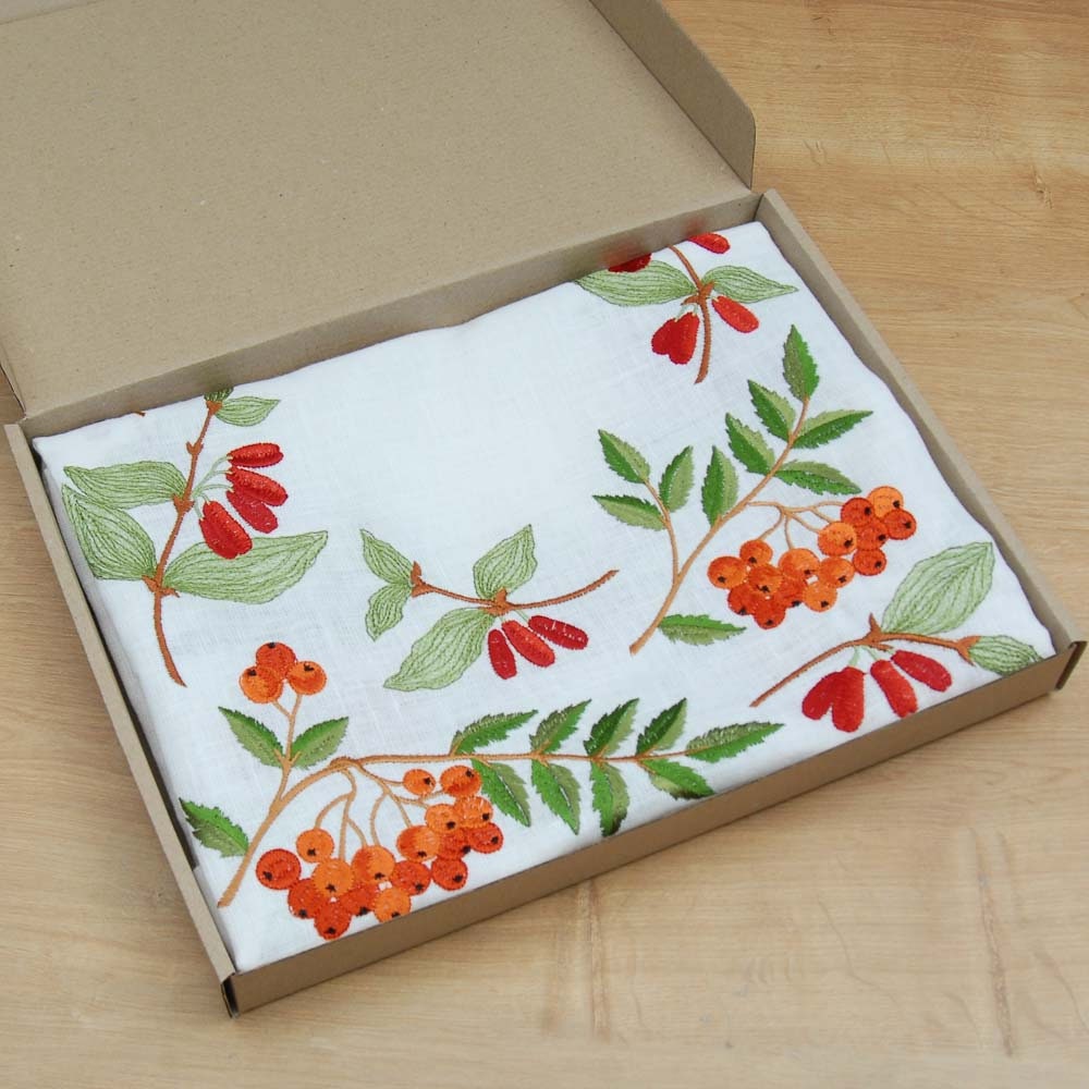 Rowan Dogwood Tablecloth Set 136x40cm with 4 Napkins - Embroidered Ukrainian Table Runner