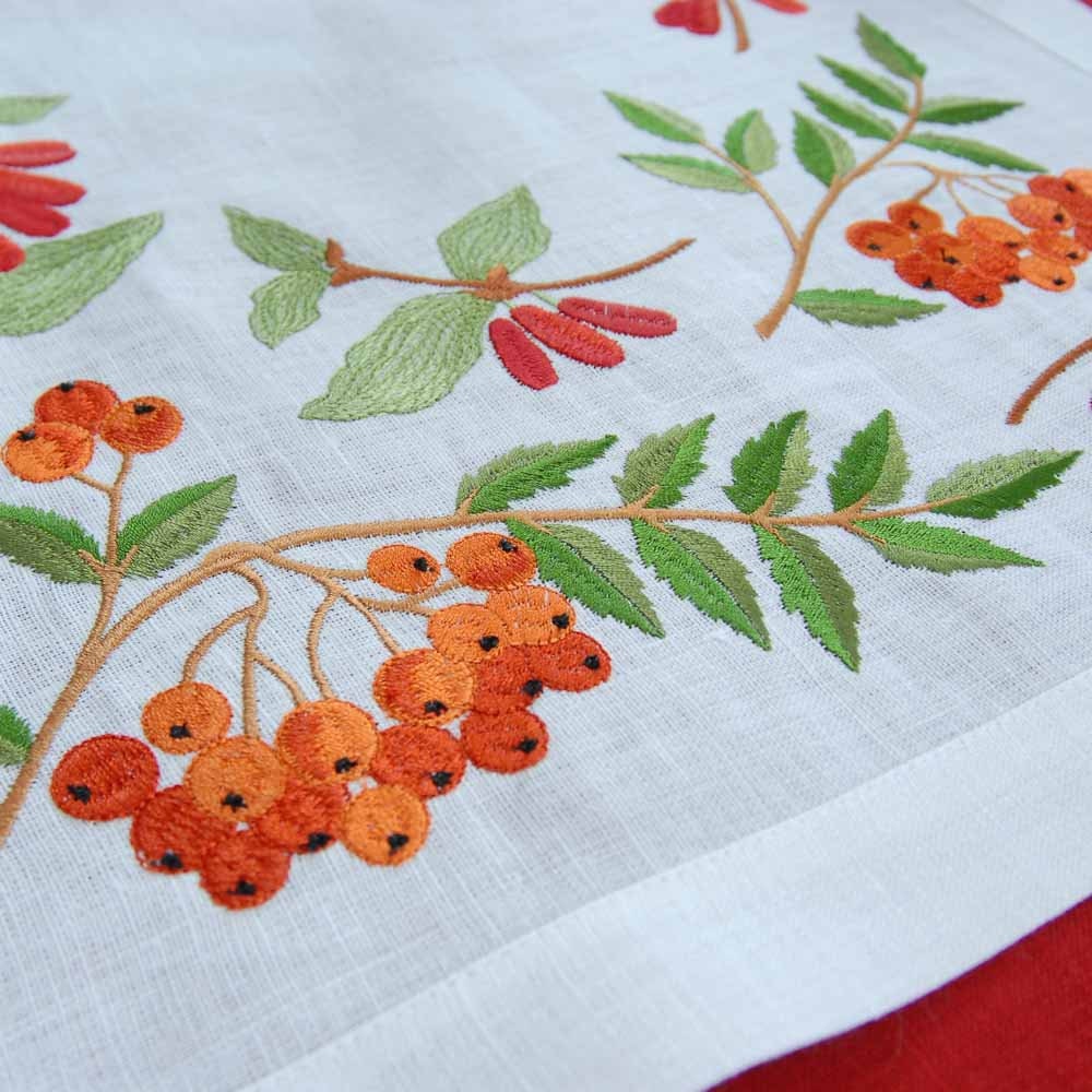 Rowan Dogwood Tablecloth Set 88x88 cm with 2 Napkins - Ukrainian Embroidered Design