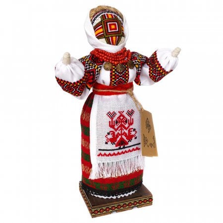 Handmade Motanka Doll on Wood Stand - Bereginya Home Protector for Valentine's Day and Easter