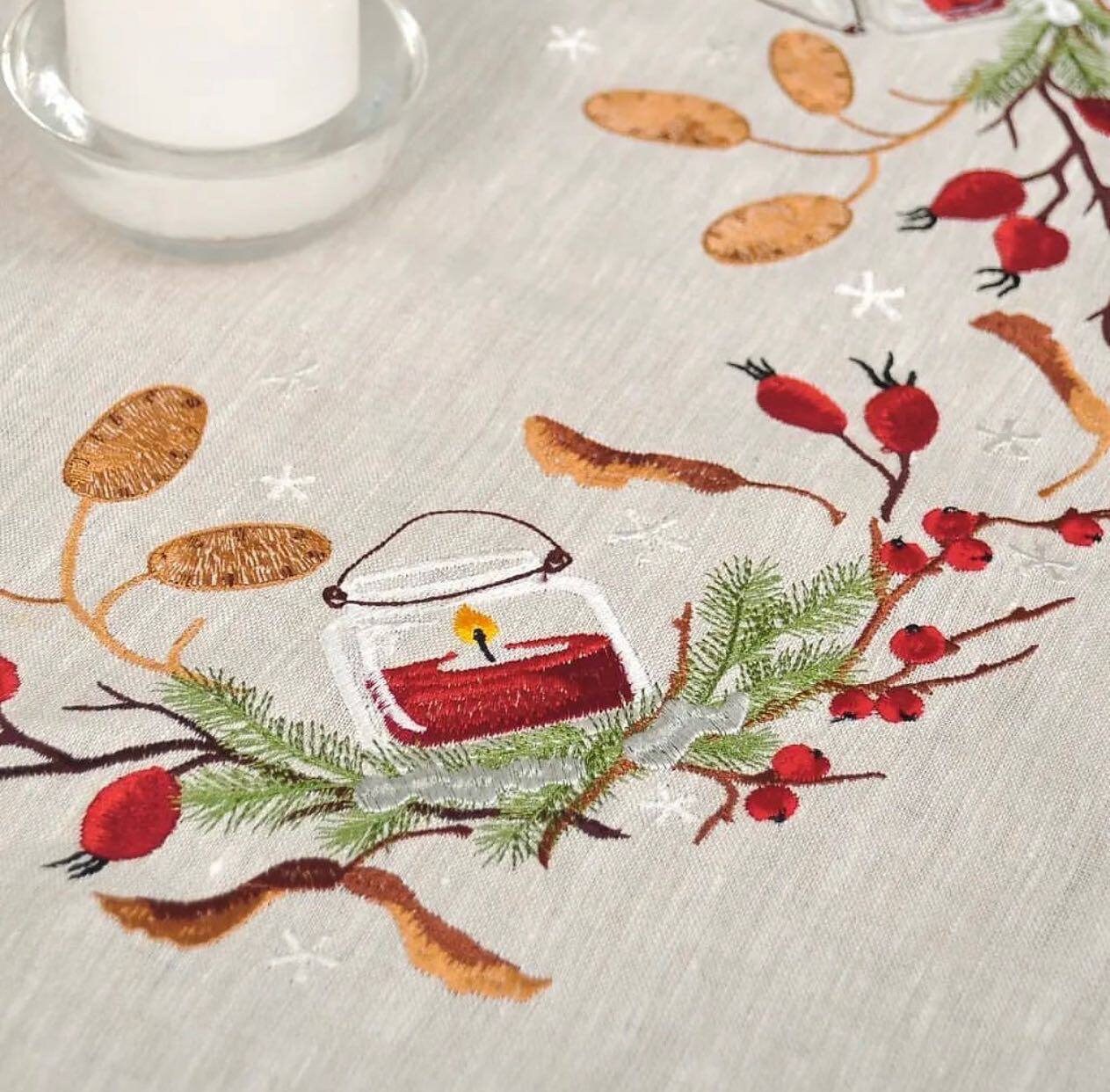 88x88 cm Embroidered Ukrainian Linen Tablecloth