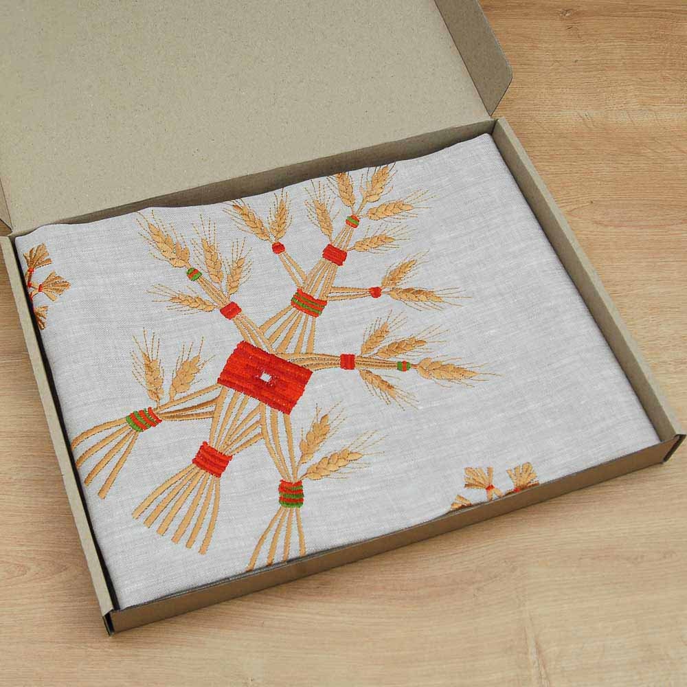 Didukh Ukrainian Embroidered Tablecloth Set with 2 Napkins - 88x88 cm