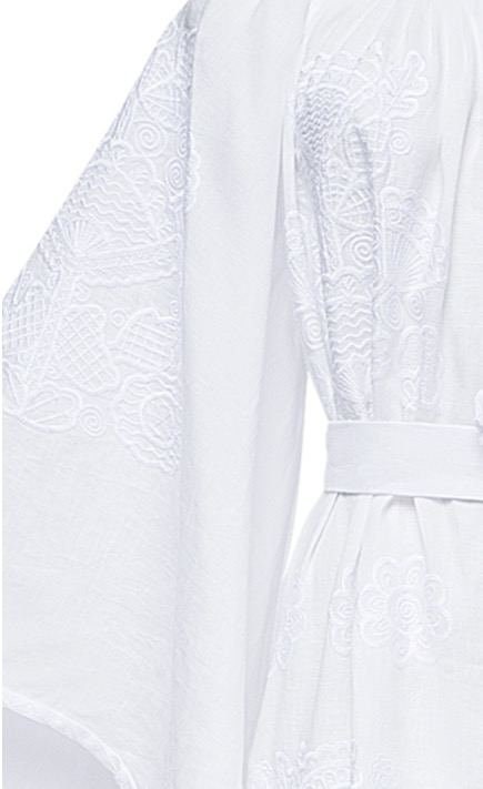 Ukrainian Embroidered Linen Boho Dress for Women