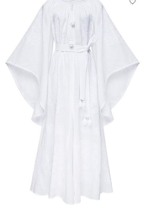 Ukrainian Embroidered Linen Boho Dress for Women