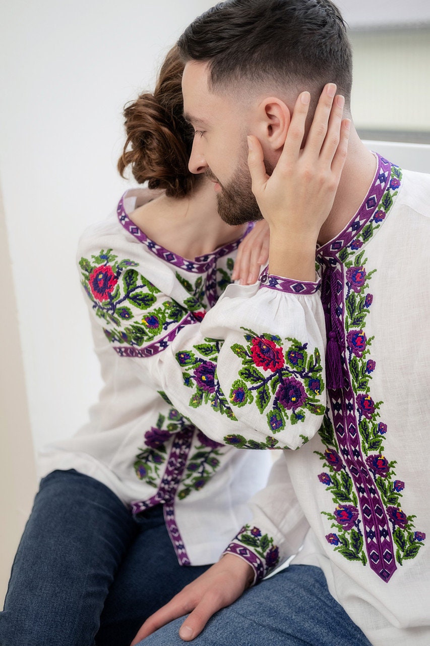 White Stylish Ukrainian Vyshyvanka Shirt for Men - Embroidered Traditional Wear