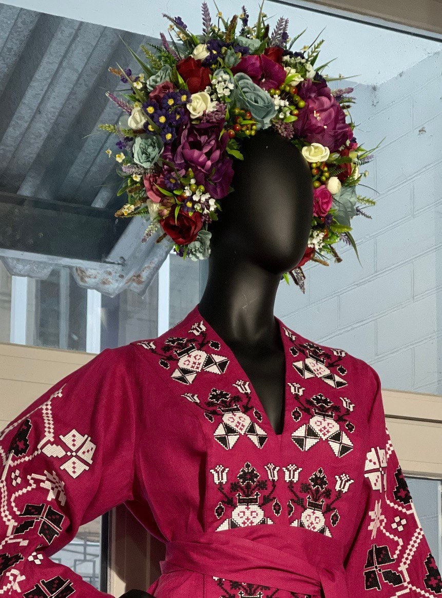 Colorful Purple Flower Crown | Boho Bridal Floral Halo Headband