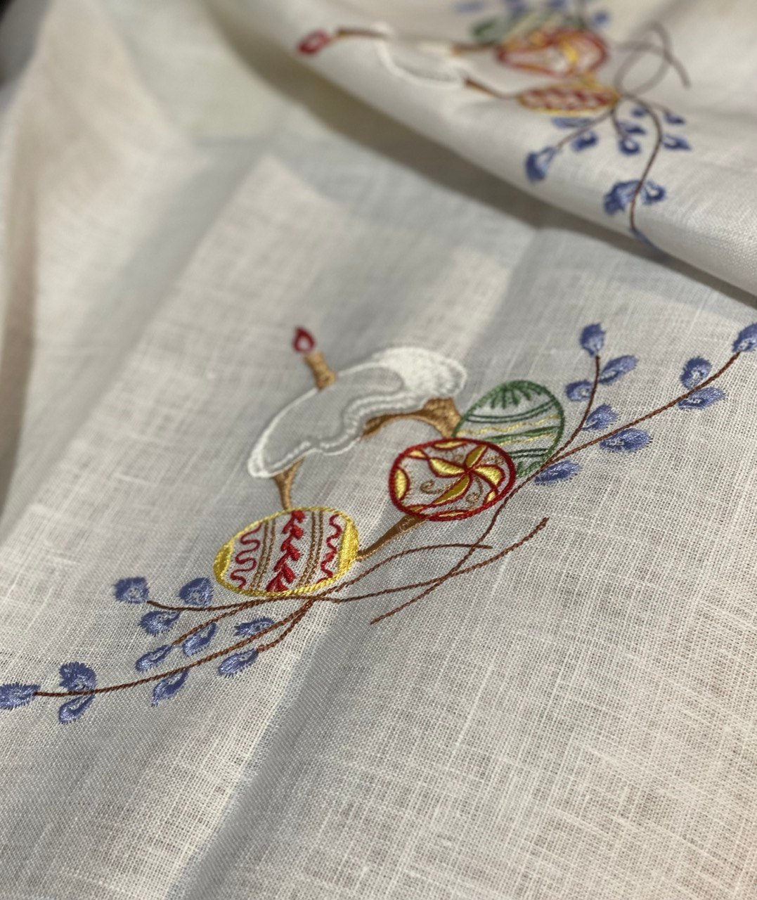 Embroidered Ukrainian Tablecloth 65x65 cm Easter Linen from Ukraine