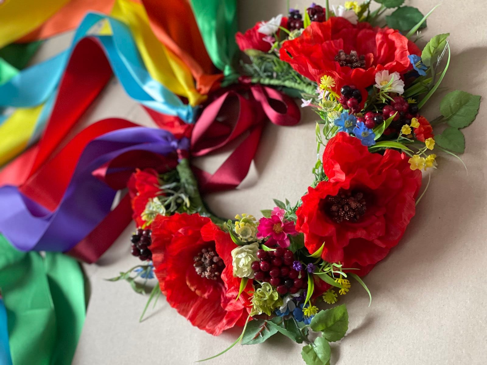 Poppy Floral Crown | Boho Wedding Bridal Halo & Hair Wreath