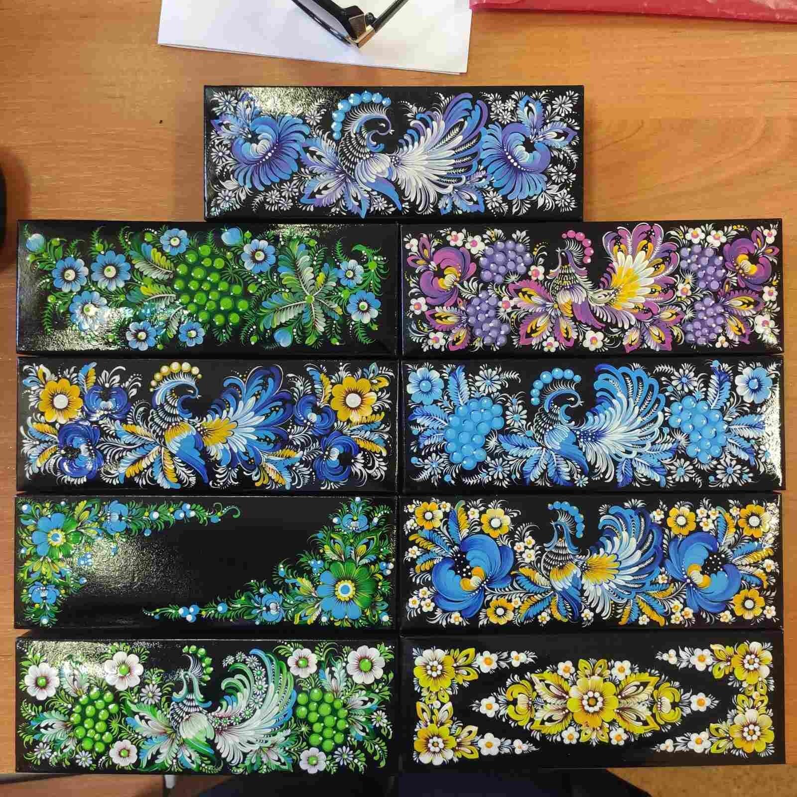 Petrykivsky Hand-Painted Pen with Viburnum Design for Women and Moms