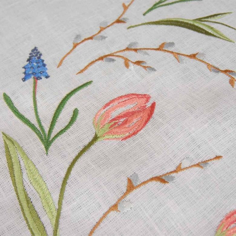 Tablecloth "TULIPS" 65*65СМ, Embroidered White Ukrainian Embroidered Easter Gift for Mom Ukraine seller MOTHERS DAY