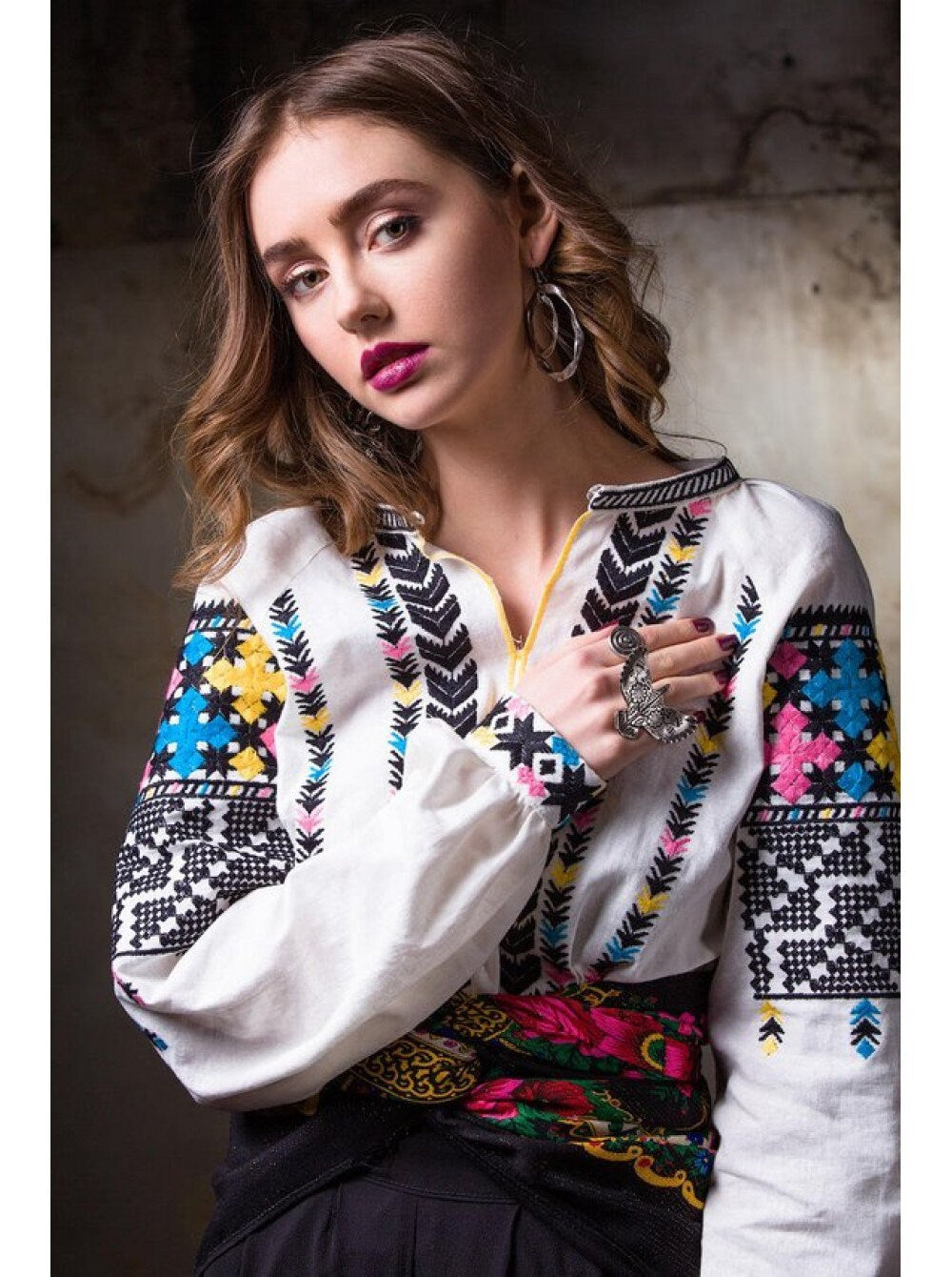 White Linen Embroidered Ukrainian Vyshyvanka Blouse - Perfect for Women and Girls