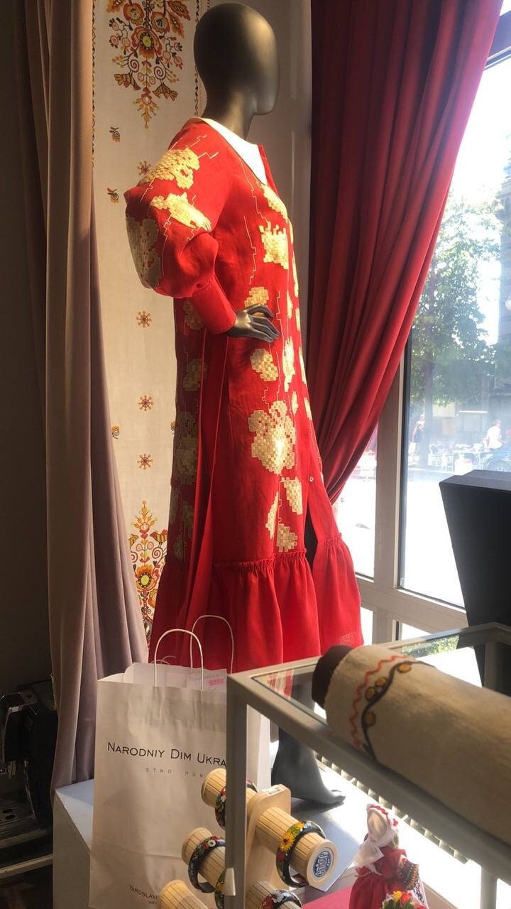 RED Linen Wedding Dress | Ukrainian Vyshyvanka Boho Style