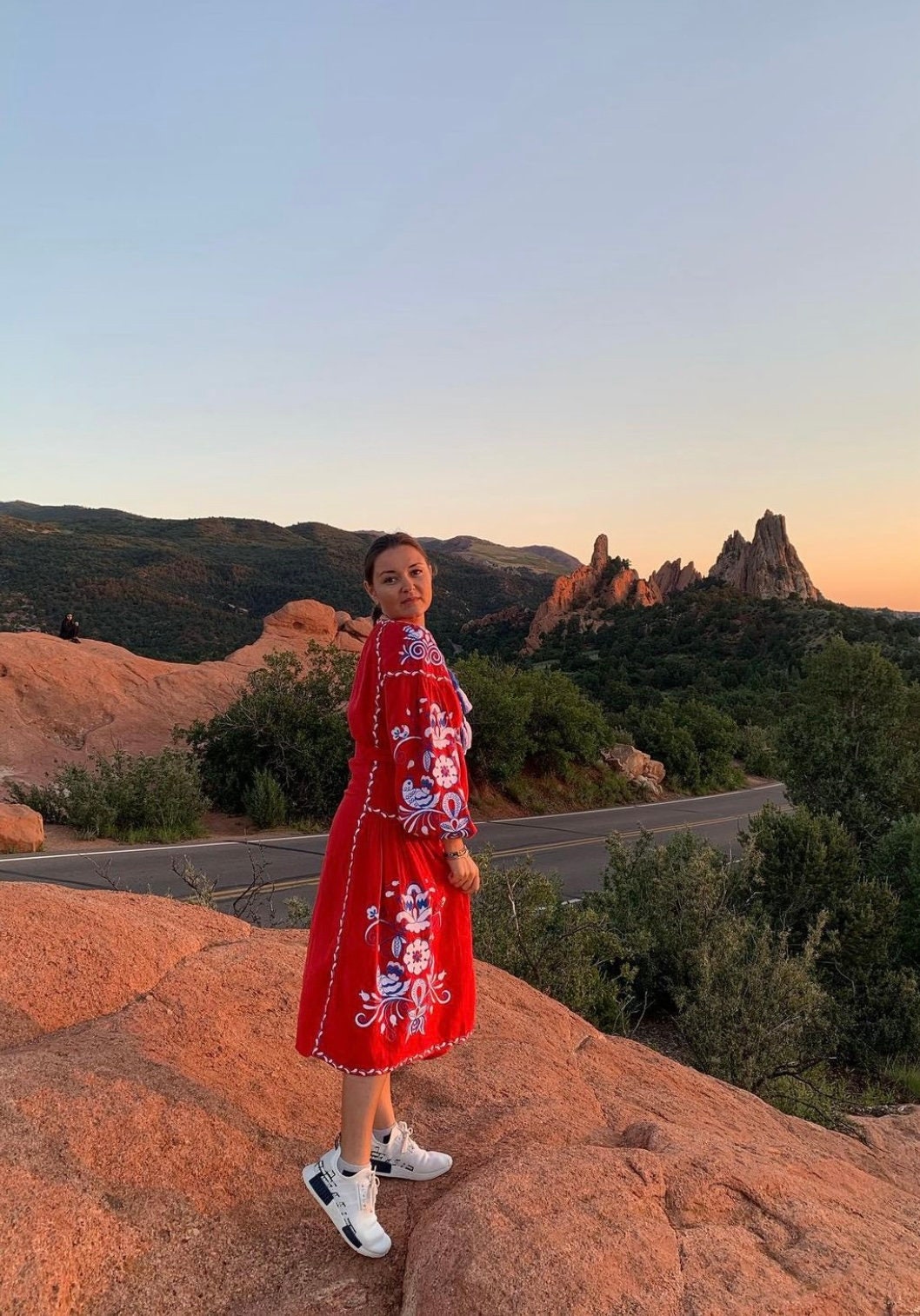 Red Embroidered Linen Ukrainian Vyshyvanka Dress - Boho Style for Women