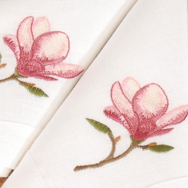 Set 8 Napkins Magnolia 40*40 СМ. Embroidered Tablecloth. Ukrainian Embroidered Tablecloth. Gift for Mother, Christmas Linen Napkins,