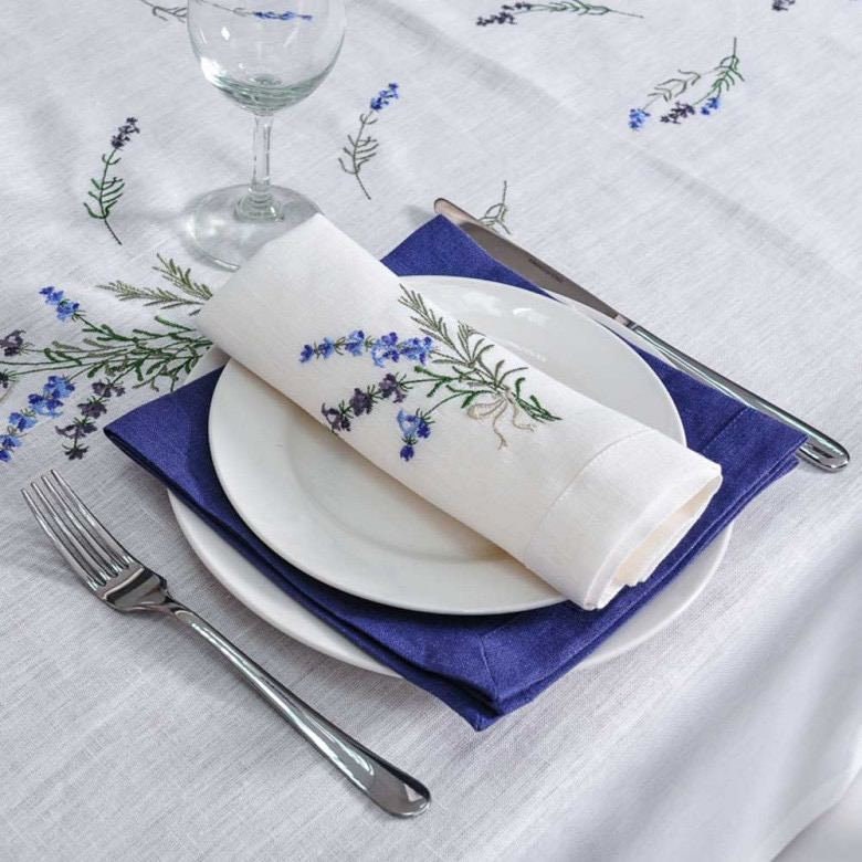SET 8 Napkins "Lavender" 40* 40 СМ Embroidered Tablecloth Ukrainian Embroidered Tablecloth Gift for Mom Gift for WifeMOTHERS DAY