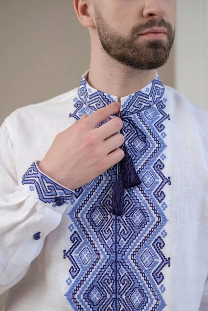 White Ukrainian Vyshyvanka for Men - Embroidered Traditional Shirt