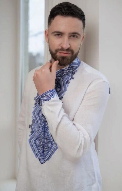 White Ukrainian Vyshyvanka for Men - Embroidered Traditional Shirt
