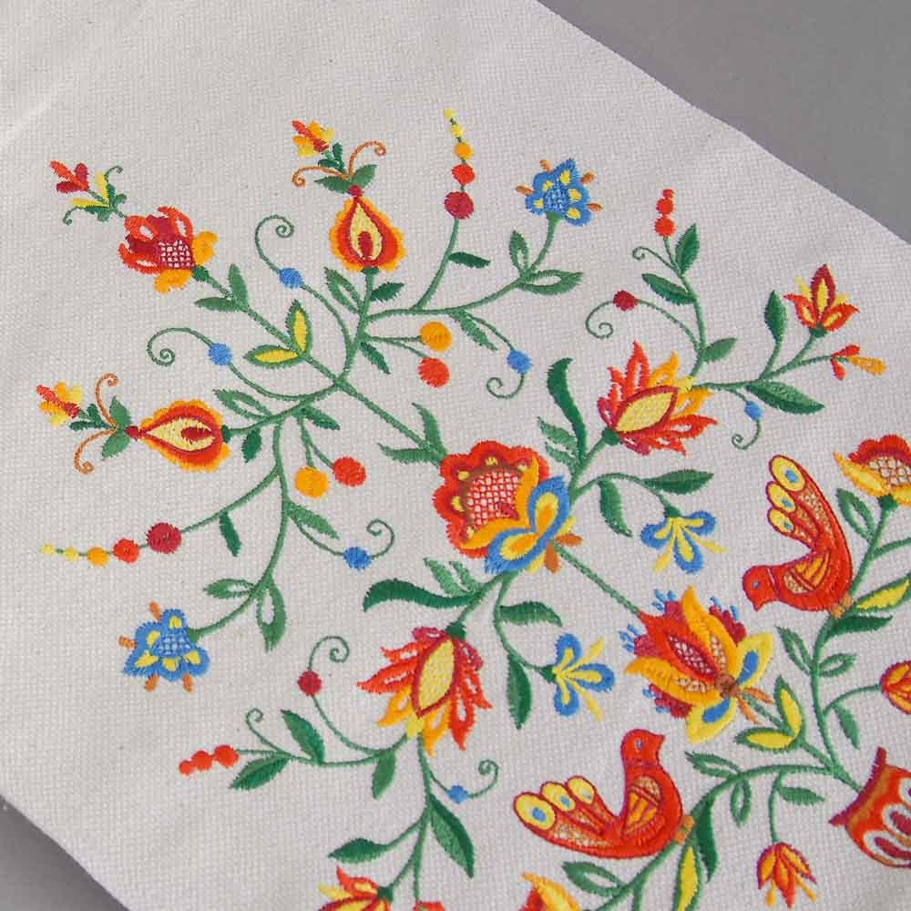 Embroidered Organic Linen Bag - Bright Floral Summer Tote