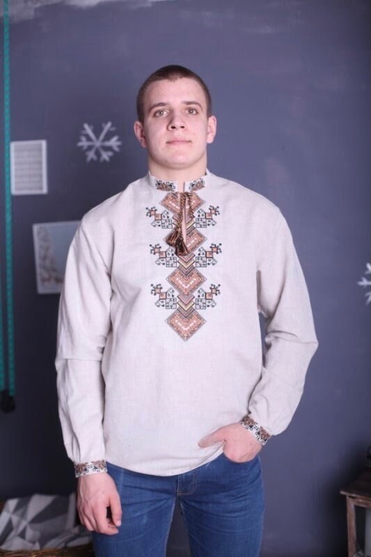 2025 Men's Embroidered Linen Vyshyvanka Shirt
