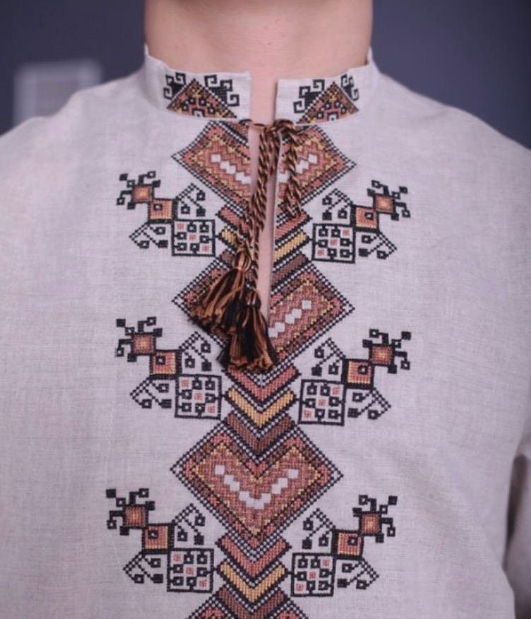 Men's Ukrainian Vyshyvanka Linen Embroidered Shirt – Traditional Easter Wear