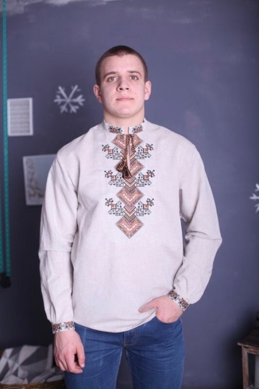 Men's Ukrainian Vyshyvanka Linen Embroidered Shirt – Traditional Easter Wear