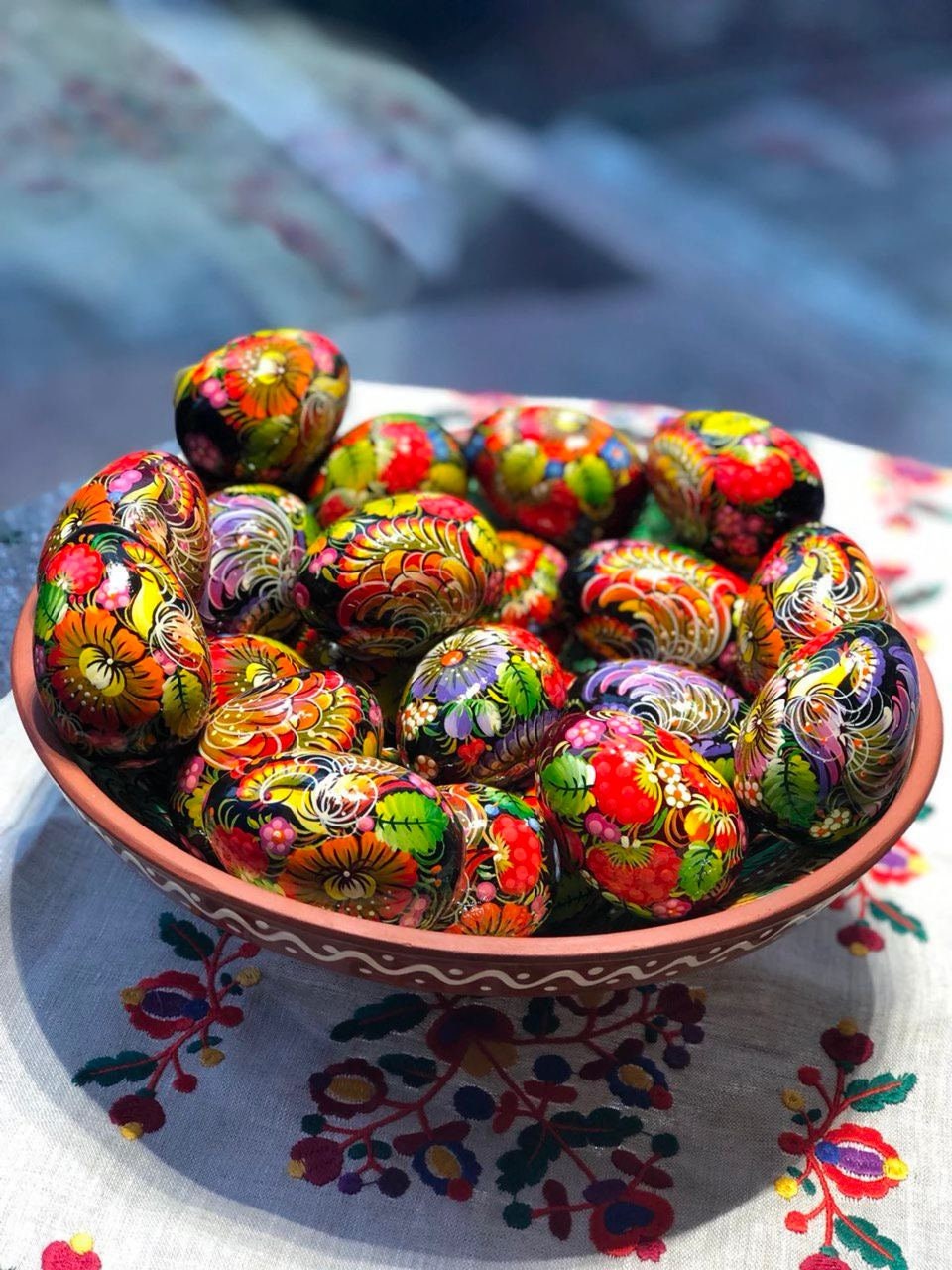 Hand-Painted Ukrainian Pysanky Wooden Easter Eggs – Set of 5