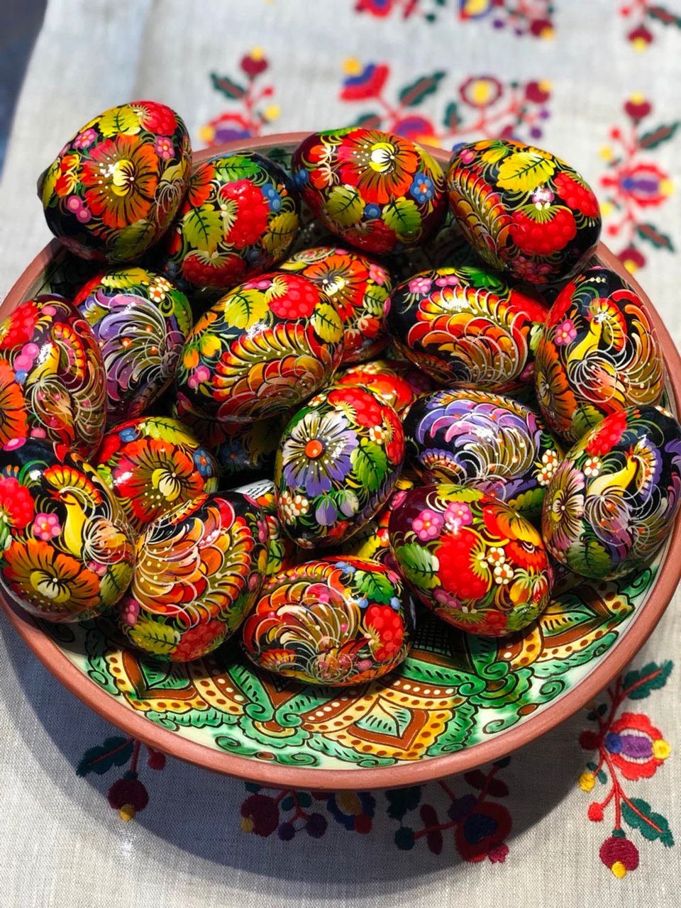 Hand-Painted Ukrainian Pysanky Wooden Easter Eggs – Set of 5