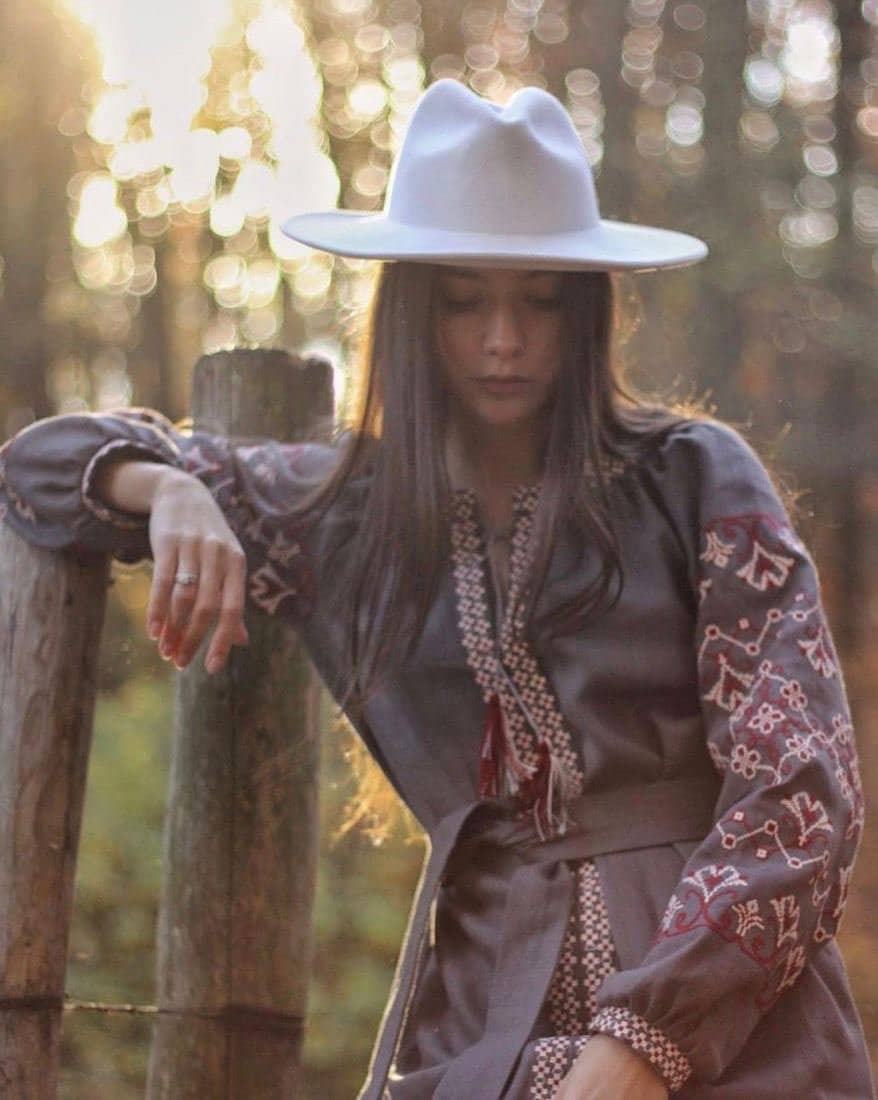 Gray Ukrainian Vyshyvanka Dress - Embroidered Women's Fashion