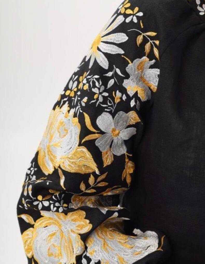 Black Ukrainian Vyshyvanka Blouse - Embroidered Women's Shirt