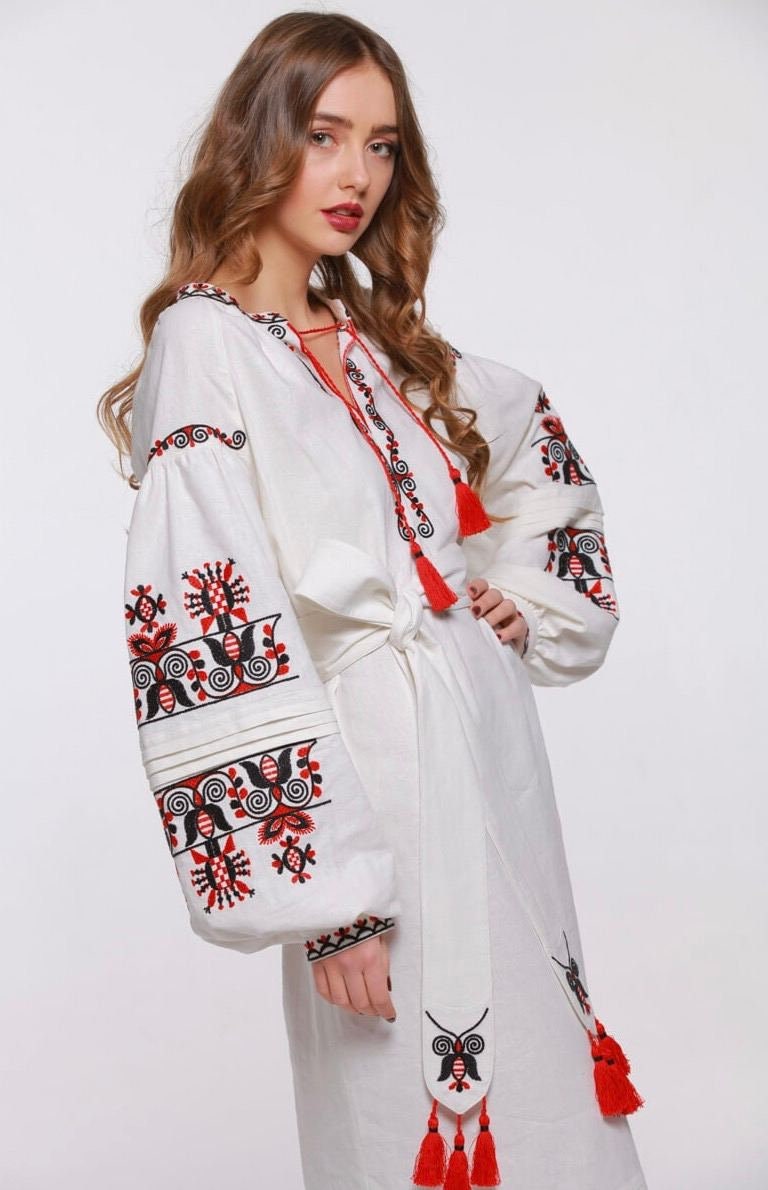 Ukrainian Vyshyvanka Embroidered Women’s Dress – Ideal for Easter