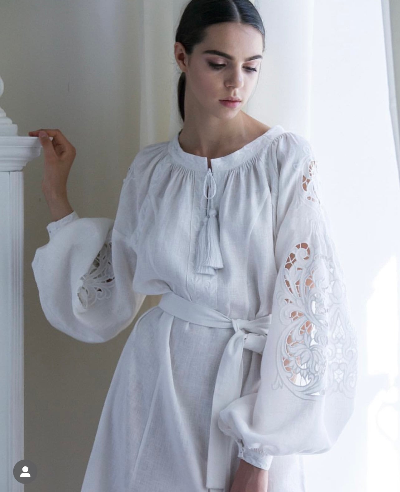 White Ukrainian Embroidered Vyshyvanka Boho Wedding Dress