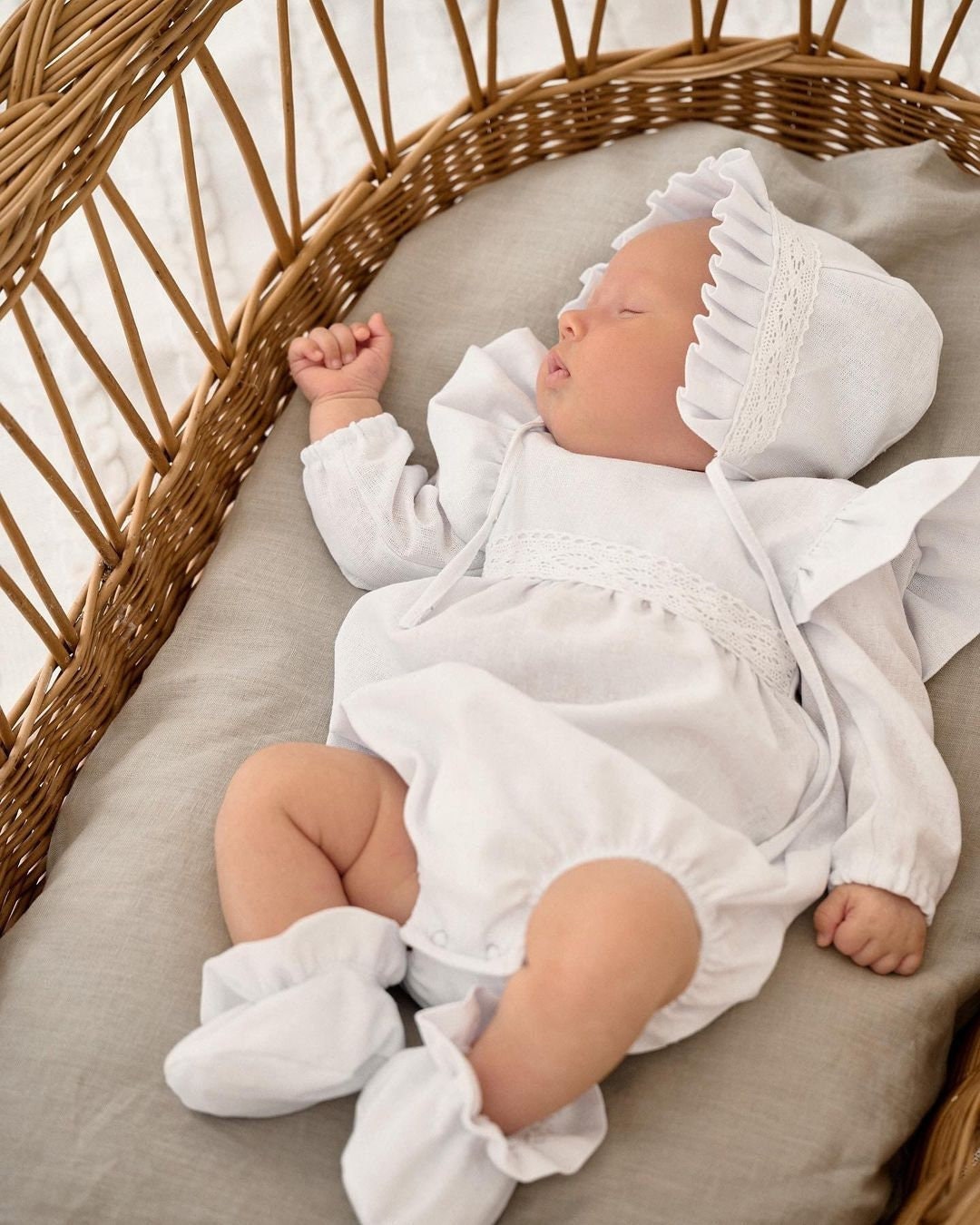 White Christening Set for Kids - Festive Bodysuit & Dress - Comfortable Children's Clothing