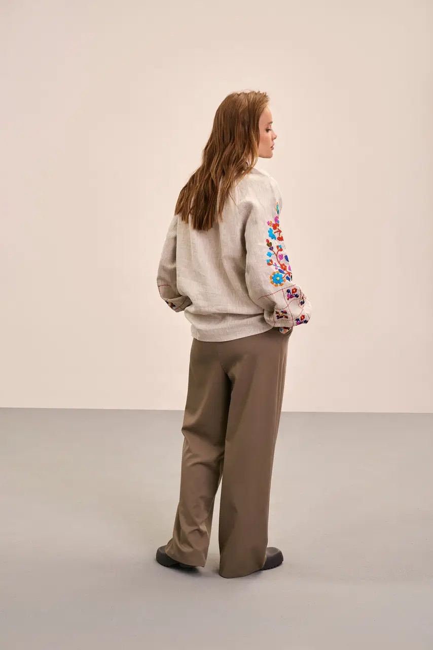 Ukrainian Vyshyvanka Blouse - Bohemian Embroidered Ethnic Shirt