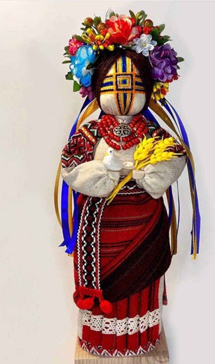 Motanka Doll "Invincible" - Handmade Ukrainian Protector on Wooden Stand