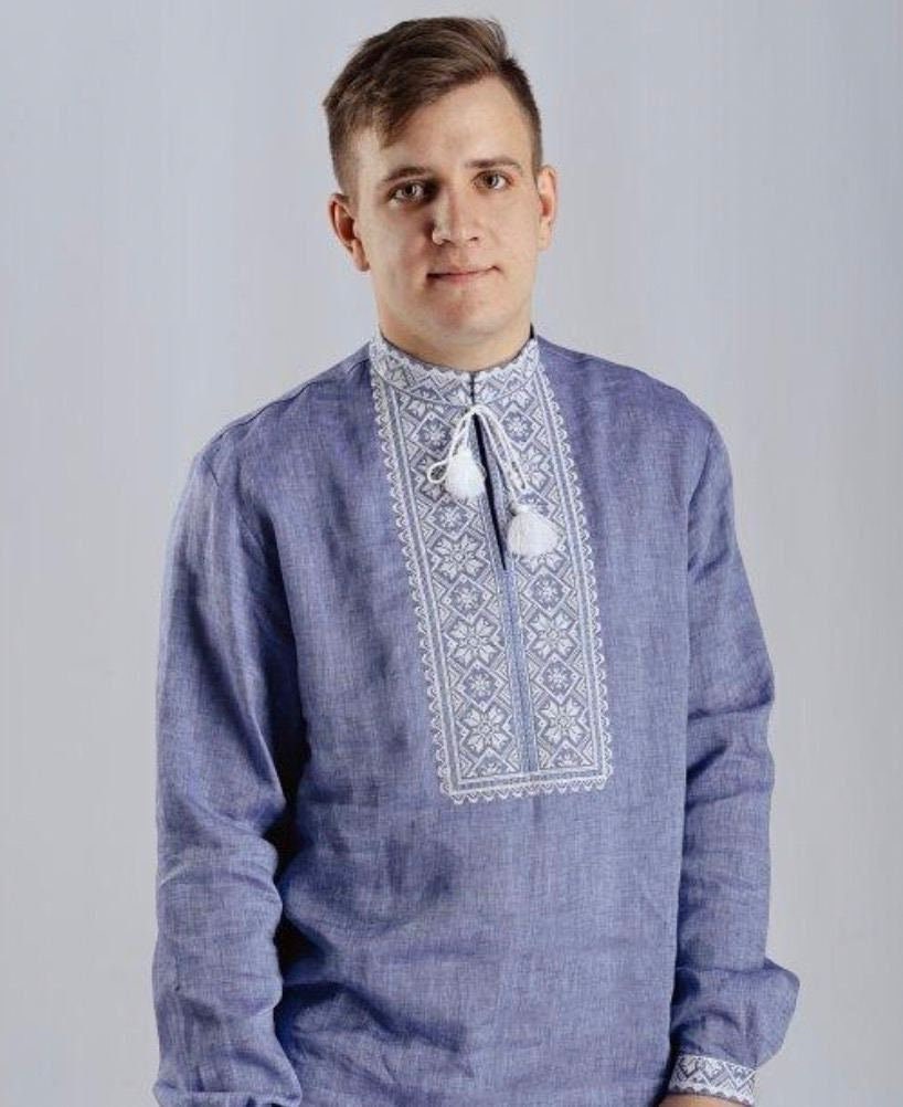 Ukrainian Vyshyvanka Embroidered Linen Shirt for Men